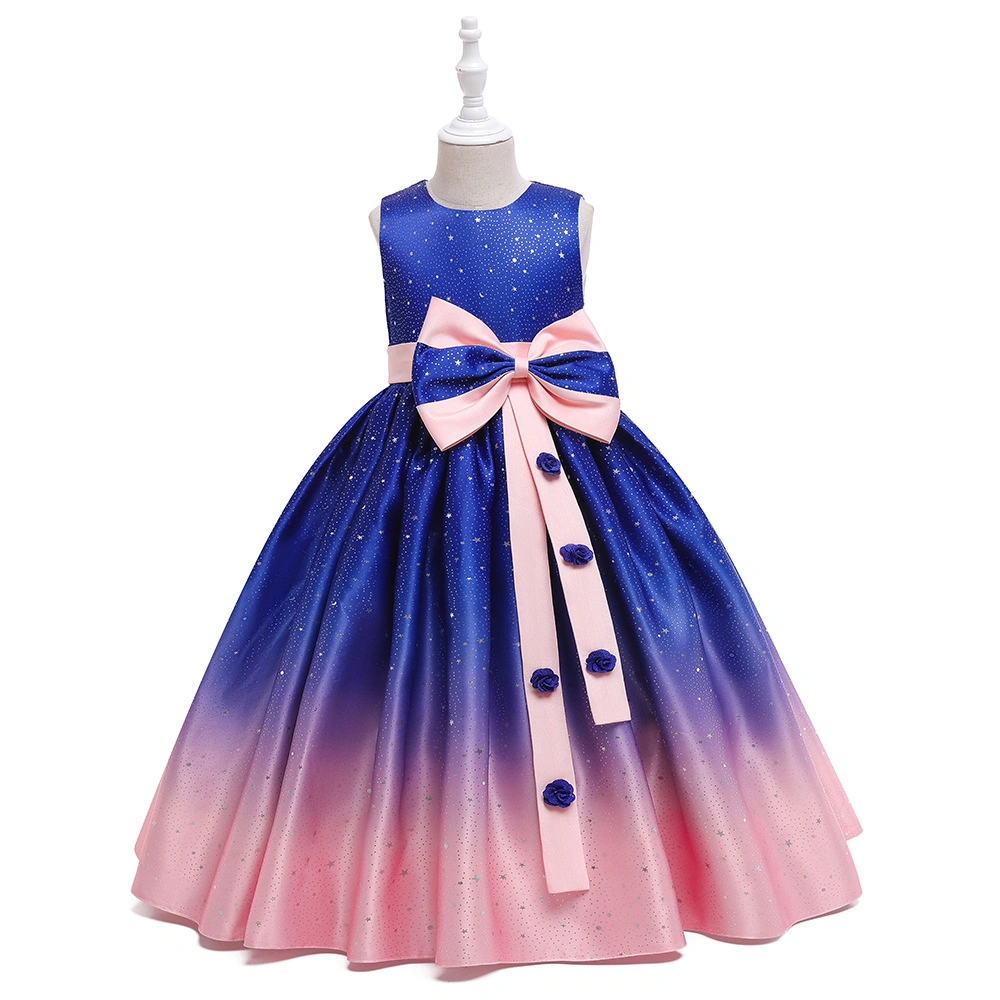 Girls Sleeveless Princess Motif A-Line Evening Dress