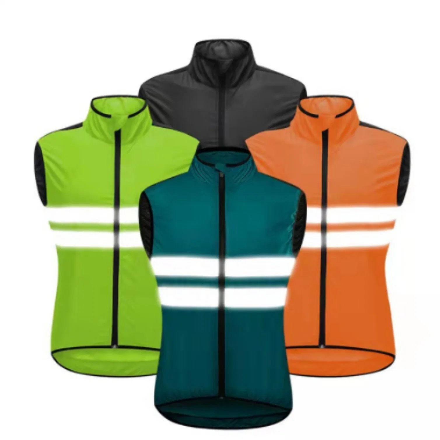 Hombres 100% poliéster secado rápido Chaleco calidad malla personalizada Logo Sublimation Hombre Hihg Vis Reflective Zipper Chaleco de ciclismo para Mujeres