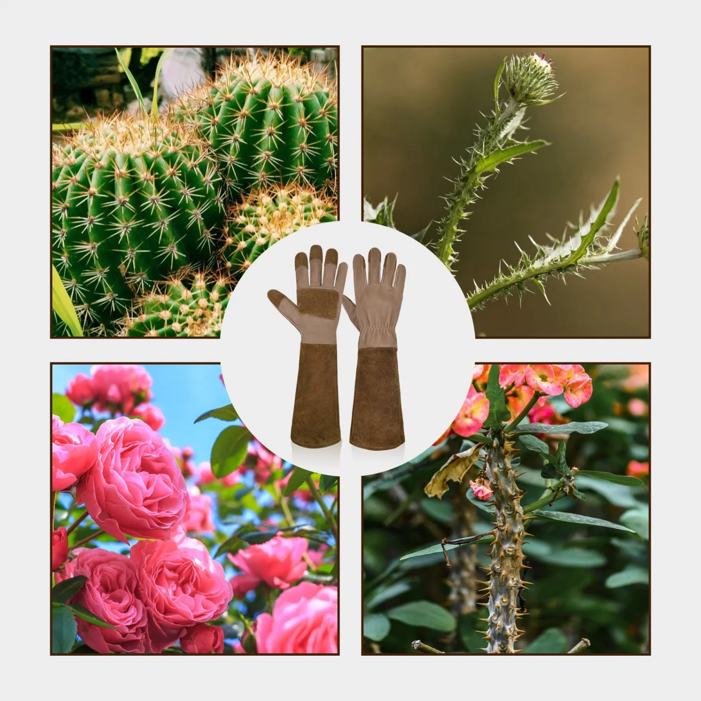 Prisafety Durable Pigskin Leather Thorn Proof Long Rose Pruning Yard Work Bee Keeping Gloves Leather Work Gloves