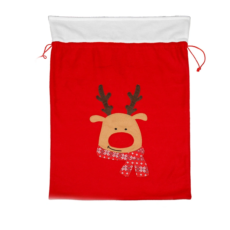 Custom Santa Deer Sacks Christmas Gift Bag Sets Non Woven Red Velvet