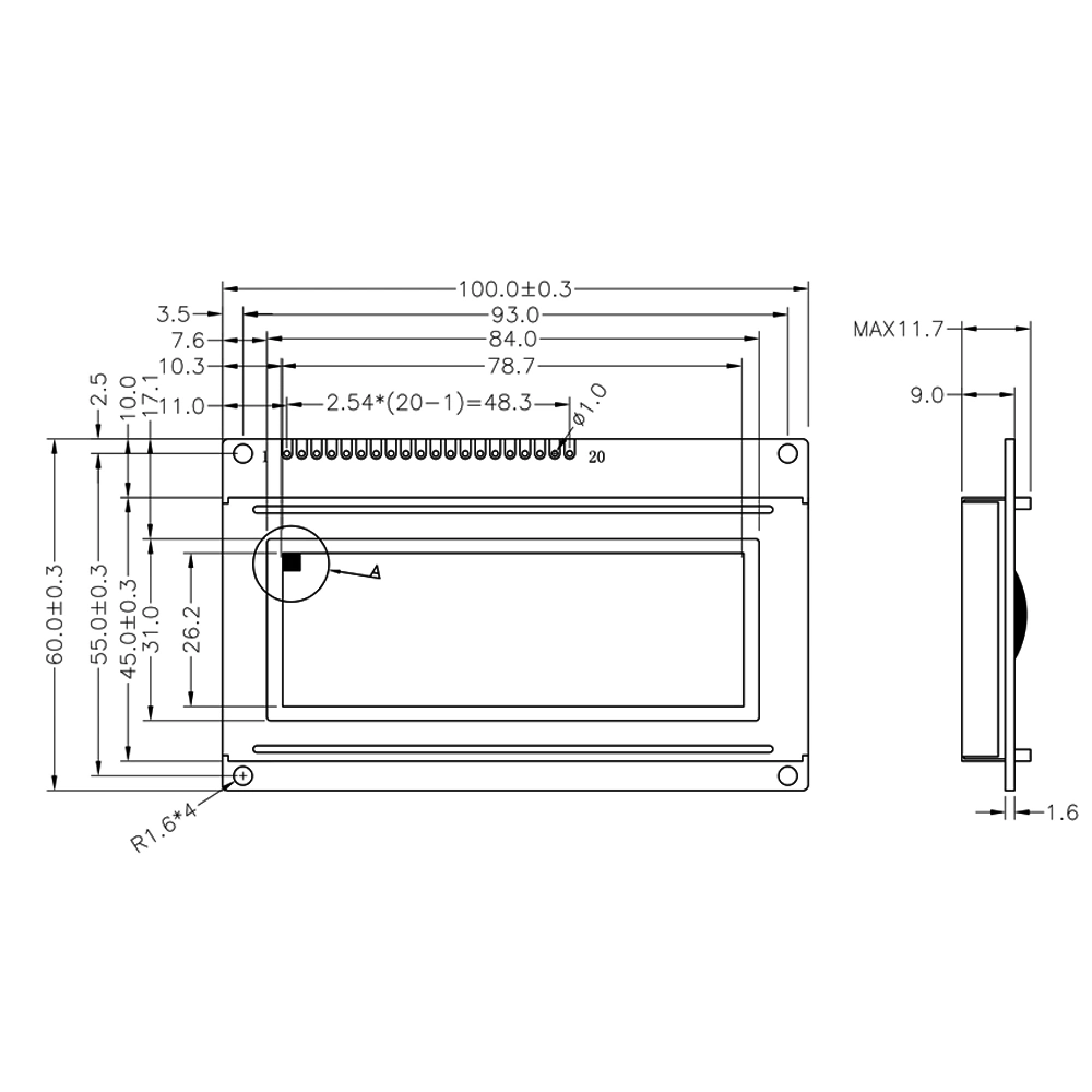 Pantalla LCD gráfica de matriz de 19264 puntos 192X64 blanco azul monocromo Módulo