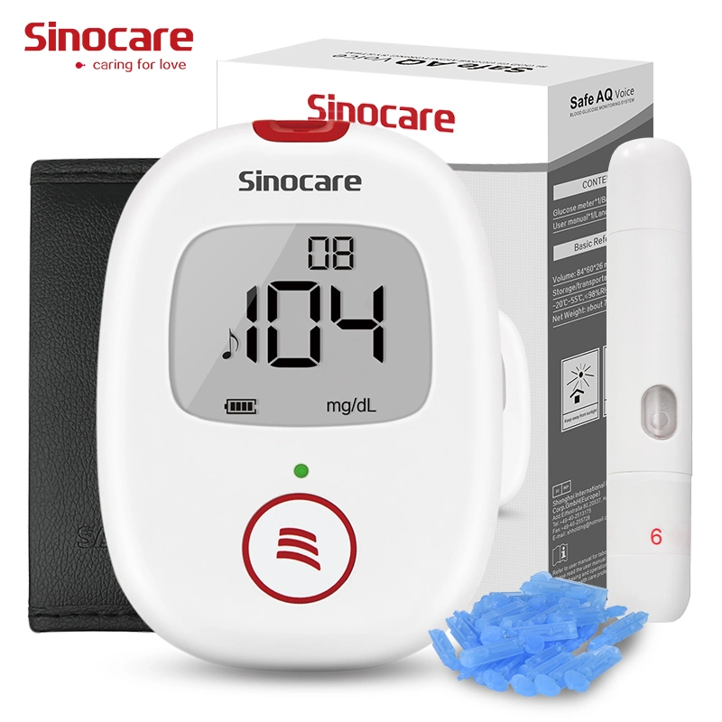 Glucómetro Sinocare Glucómetro Digital Monitor de azúcar en sangre glucómetro portátil con 25 equipos tira de prueba de la diabetes