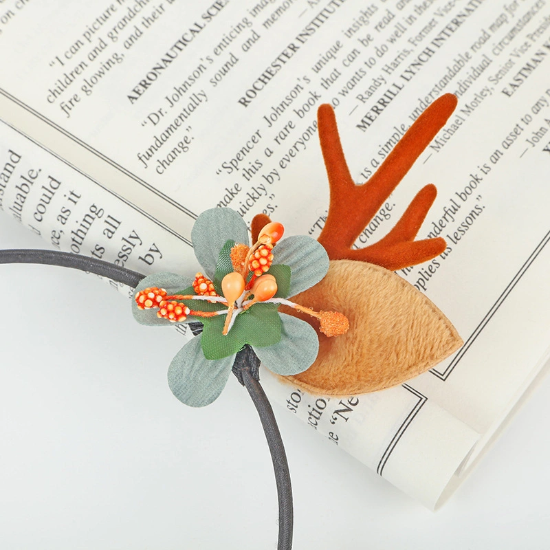 Europe and The United States Department of Colorful Christmas Models Creative Cartoon Antler Simulation Flower Decoration Women's Cute Hair Band