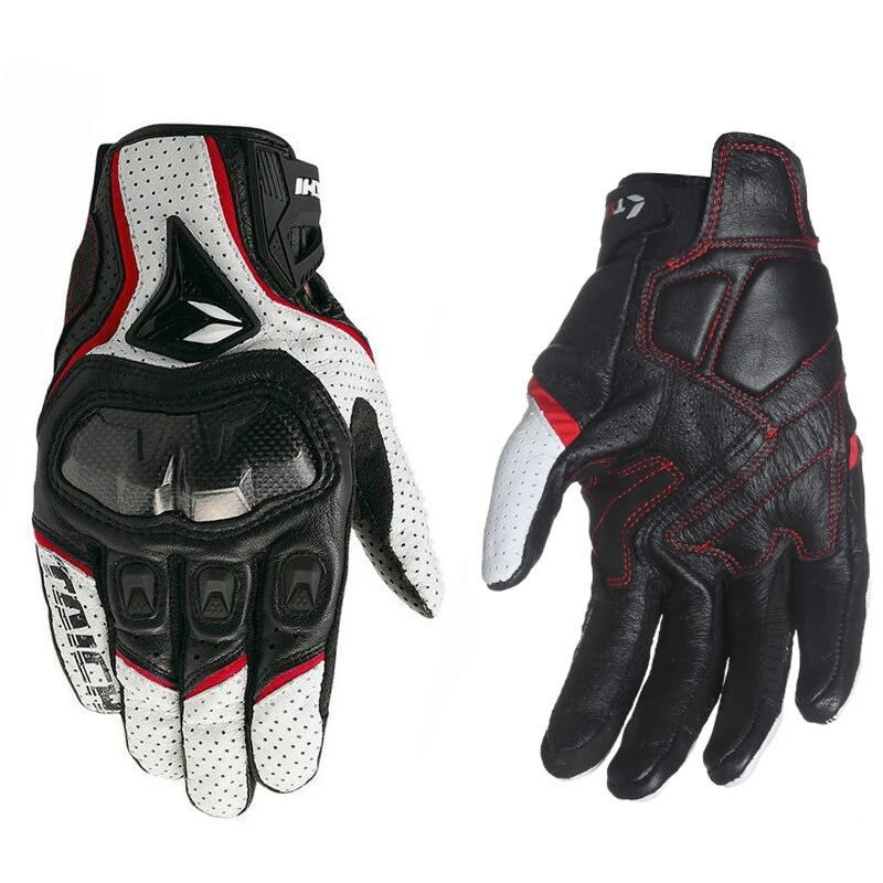 White Motorcycle Protection Leather Gloves Racing Gloves Outdoor Sports Gloves