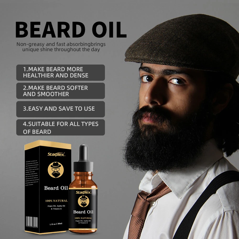 Starplex 30ml Private Label Natural Organic Moisturizing Smooth Beard Care Growth Oil for Men