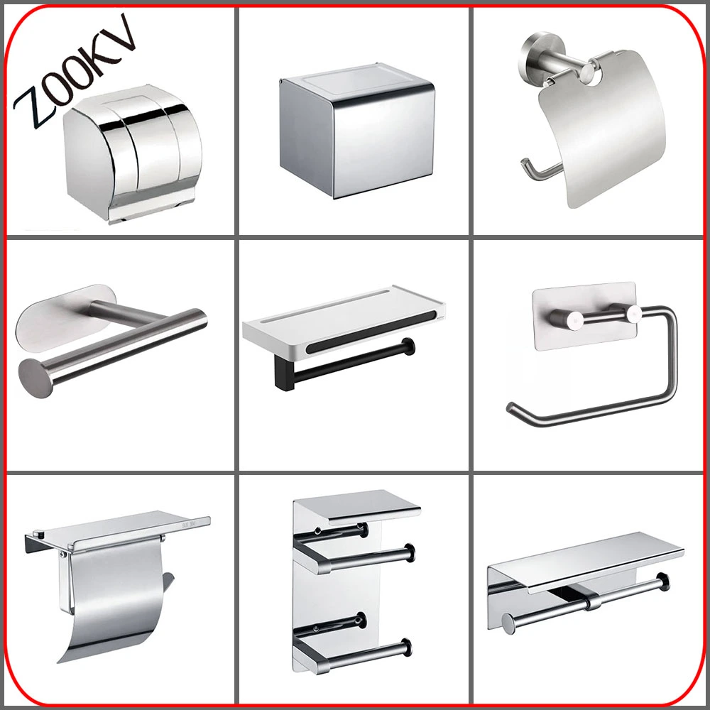 304 Stainless Steel Wall Mounted Washroom Restroom Bath Toilet Hotel Bathroom Kitchen Paper Towel Box Rack Cover Shelf Dispenser Two Tissue Roll Holder