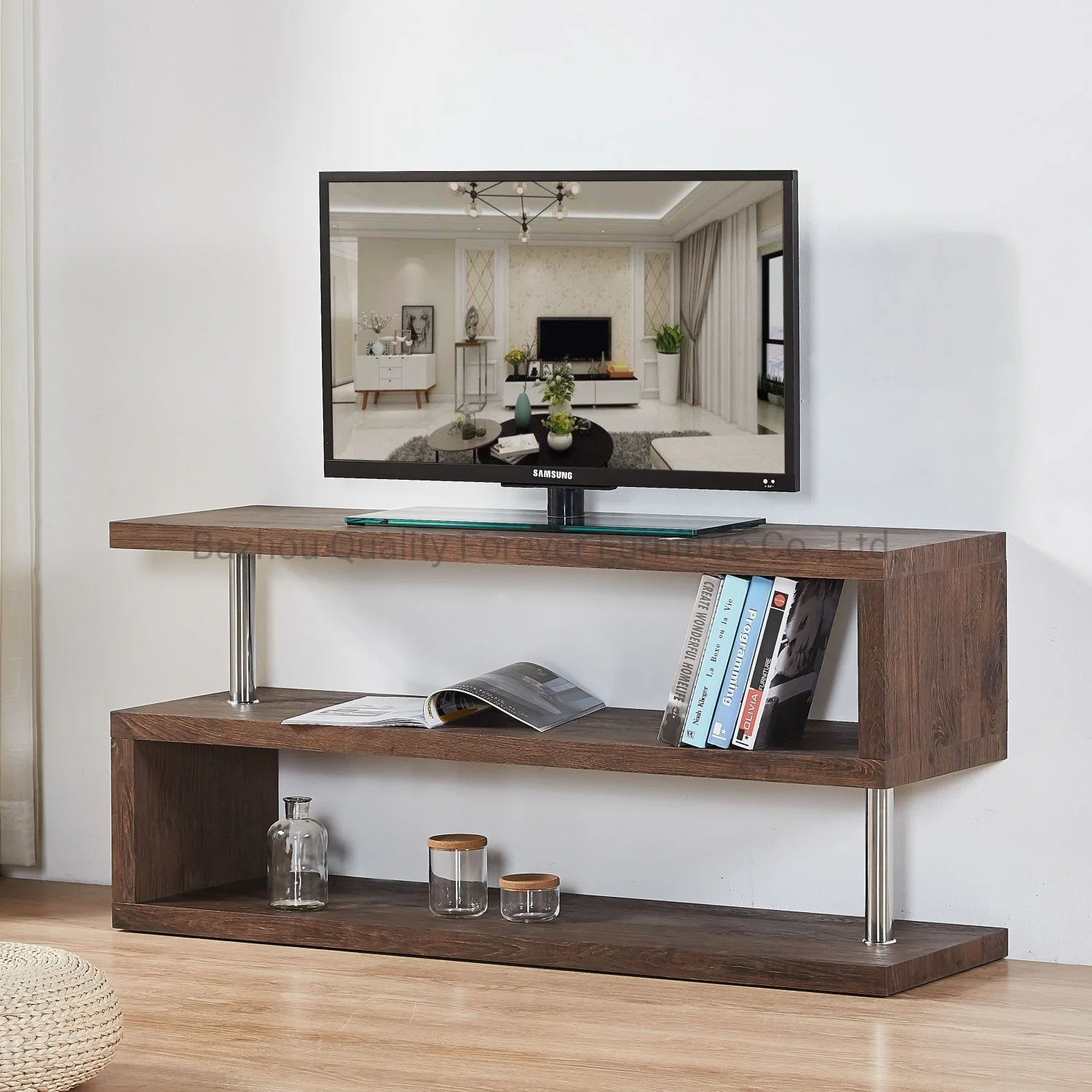 Wholesale/Supplier Modern Design Marble Paper MDF Home Furniture Stainless Steel TV Stand