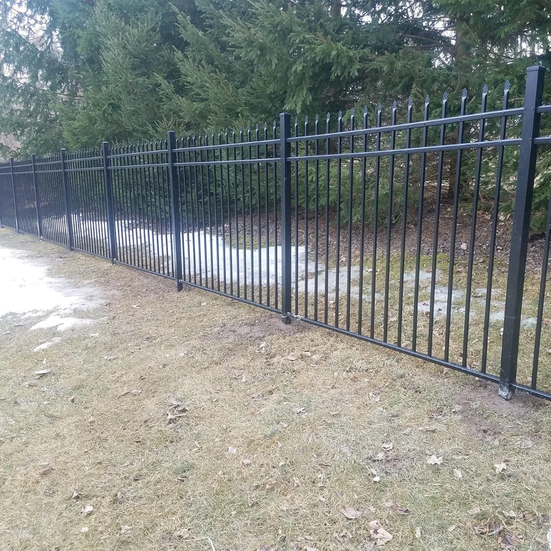 Residential Grade Aluminum Fence Maintenance Free 3-Rail Flat Top Powder Coated Black