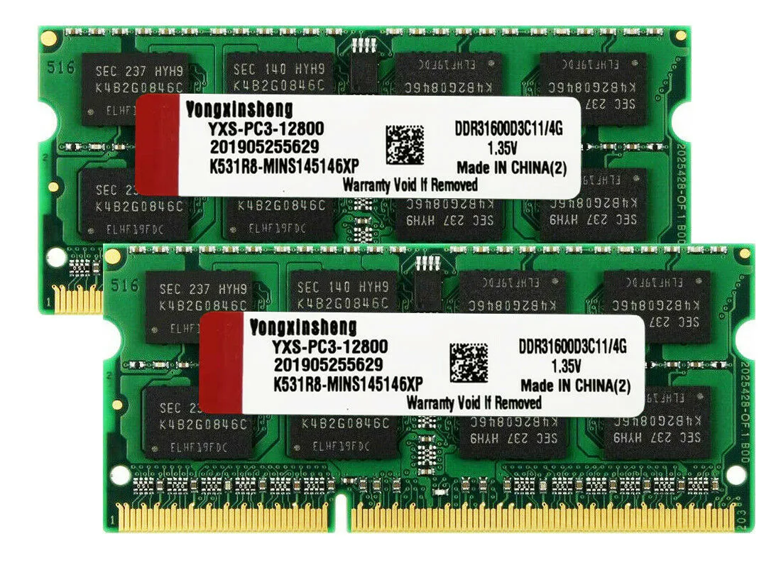 2GB 4GB 8GB RAM PC3l-12800 14900 Laptop So-DIMM DDR3l 1600 1866MHz Memory RAM 1.35V Non Ecc