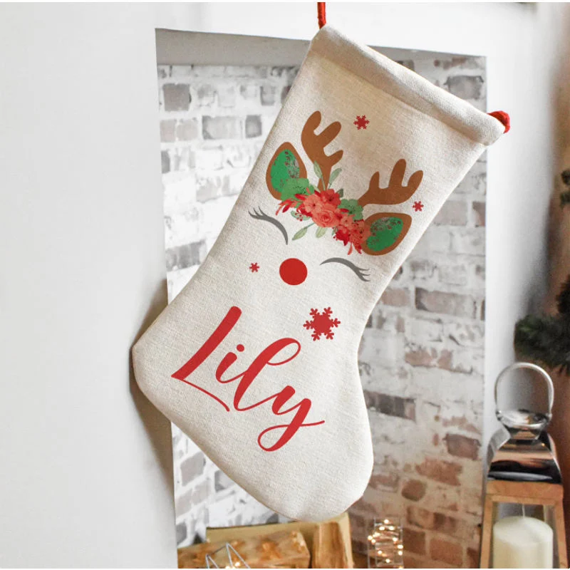 La decoración del hogar de los calcetines calcetines de Navidad en blanco sublimación personalizado