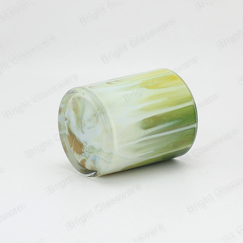 New Design 10oz Oxford Glass Candle Jar Colored Glazed Candle Container for Decoration