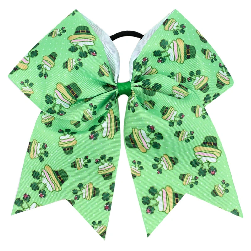 Saint Patrick Scrunchies Irland Klee Grün Cartoon Hat Druckbogen Haarseil Krawatten St. Patrick's Day Fashion Haarzubehör