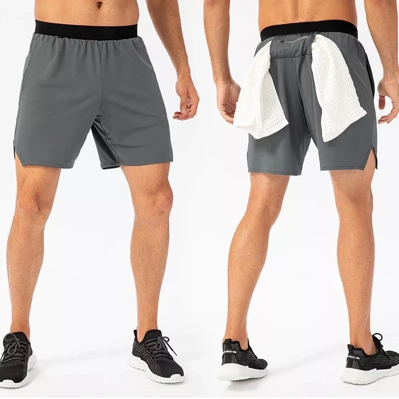 Mens Casual Shorts with Towel Hanger Workout Running Shorts Lightweight Jogger Pants with Side + Back Zipper Pocket for Basketball Boxing Gym