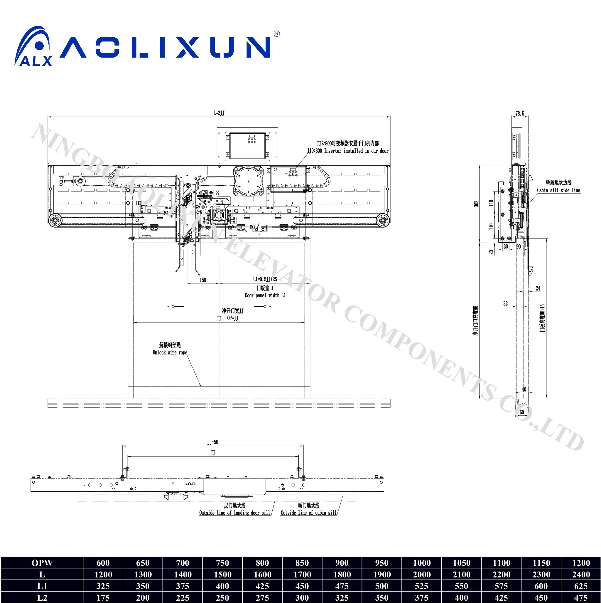 Aolixun Mj01d-N5 Ascensor Puerta del coche Centro del operador apertura PM Tipo