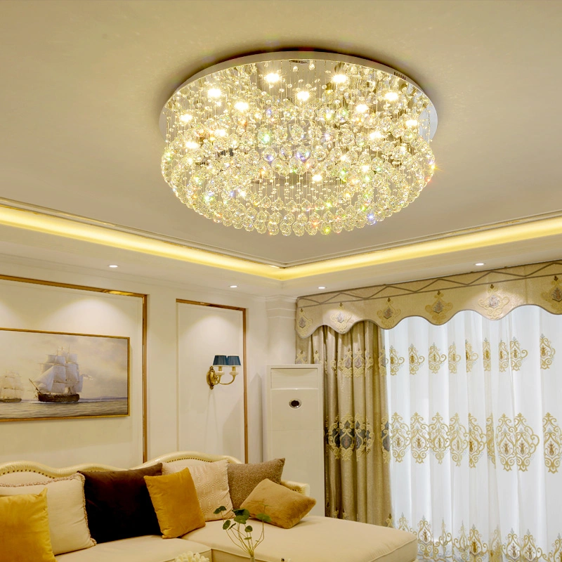 Chrome and Crystal Ceiling Light Fixtures Round Ceiling Lamp (WH-CA-24)