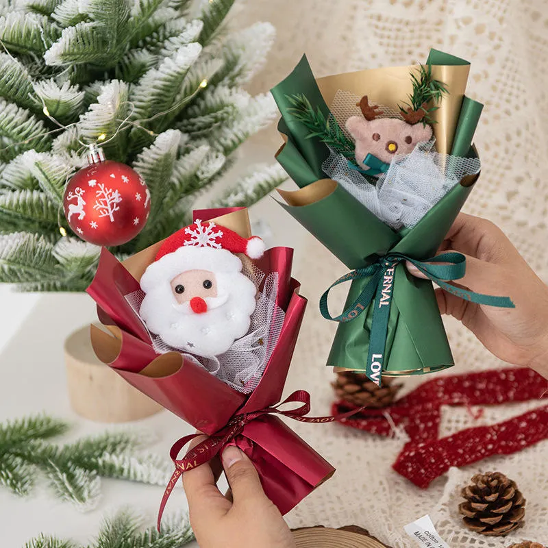Mini-Santa Claus Artesanato Árvore de Natal decorações decorações criativas Pine Flores Secas Buquê presente de Natal idéias