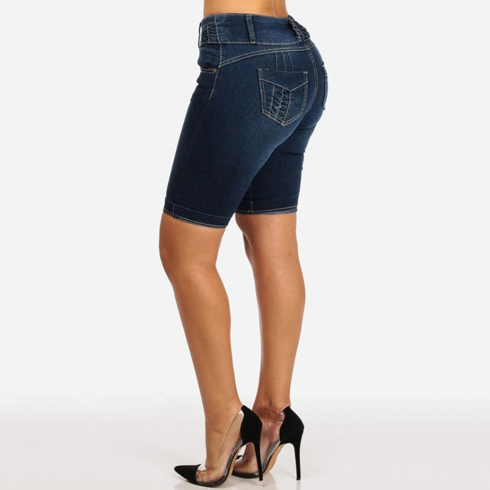 Mamá Jeans Summer Plus Size corto pantalones cortos denim moda