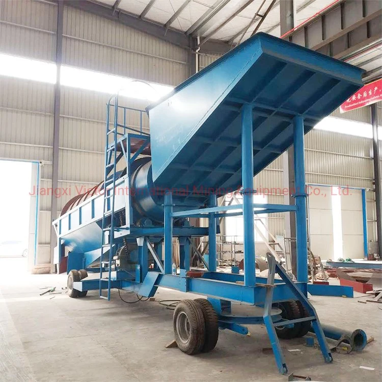 50/100/200 Tph Portable Diamond Gold Wash Plant Mobile Sand Gravel Trommel Screen with High Manganese Steel Screen Mesh