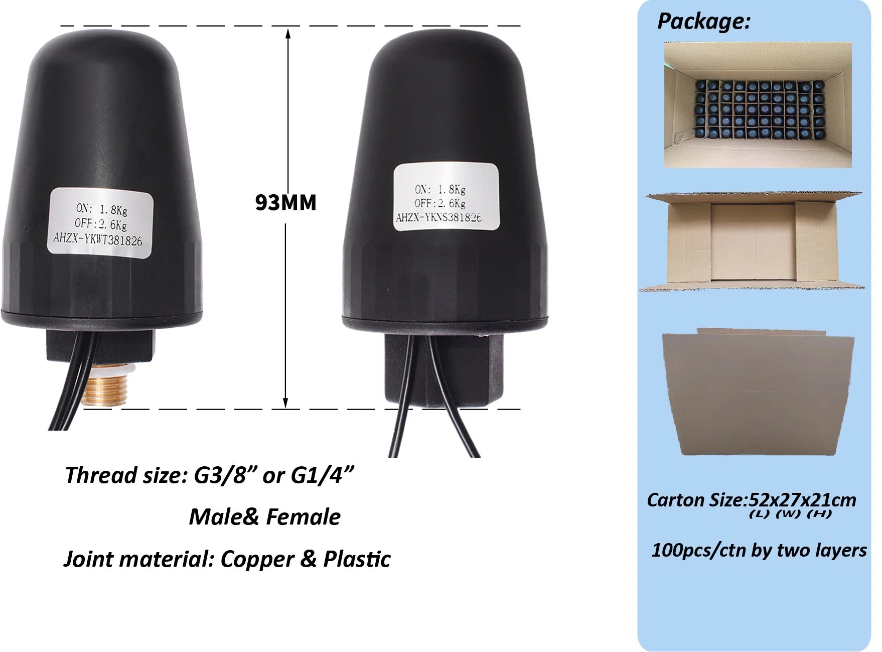 Ahzx-Ykws142230c Higher Efficiency Double Silver Contacts New Round Type Pressure Switch for Shimge Leo Wilo Water Pump