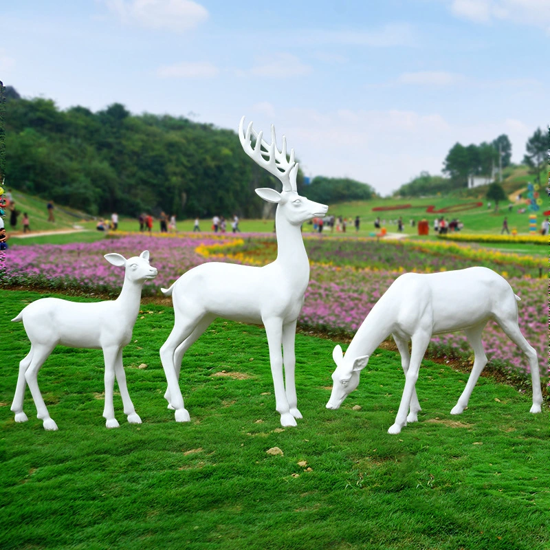 Wasserdichte Outdoor Garten Weihnachten Rentier 3D Fiberglas Skulptur Dekoration für Hausgarten