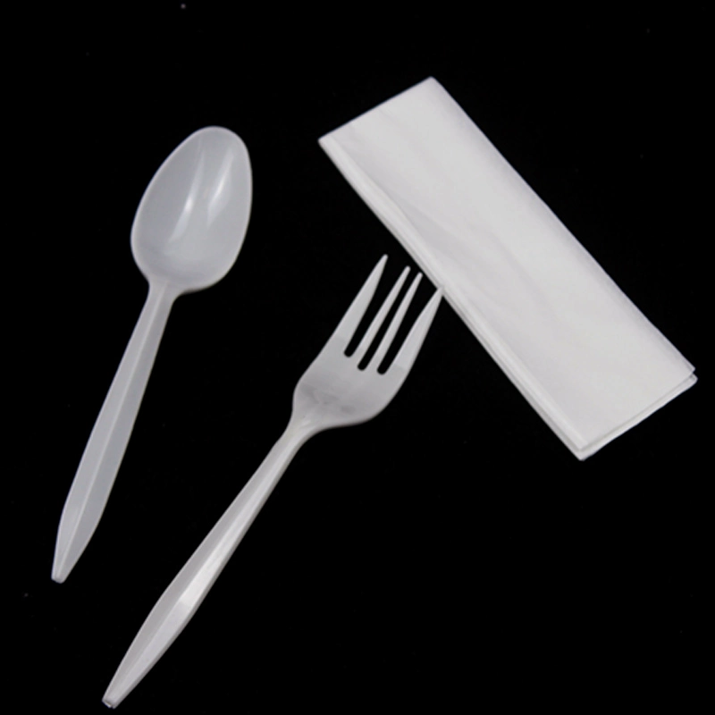 Disposable PP Fork Spoon and Napkin Plastic 3 in 1 Cutlery Set