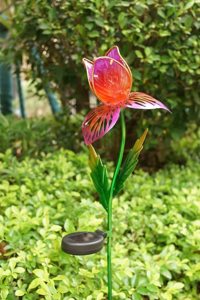 Fleur Rose réaliste Lampe à LED lumière solaire de jardin décoration