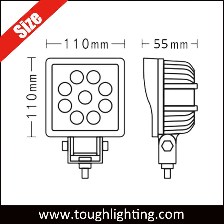 27W for Vehicle Car Truck Offroad 4WD Auto LED Work Light Lamp