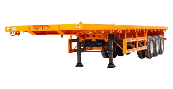 Tri-Axles 20ft Flatbed Shipping contenedor de carga cama plana Semi Traile