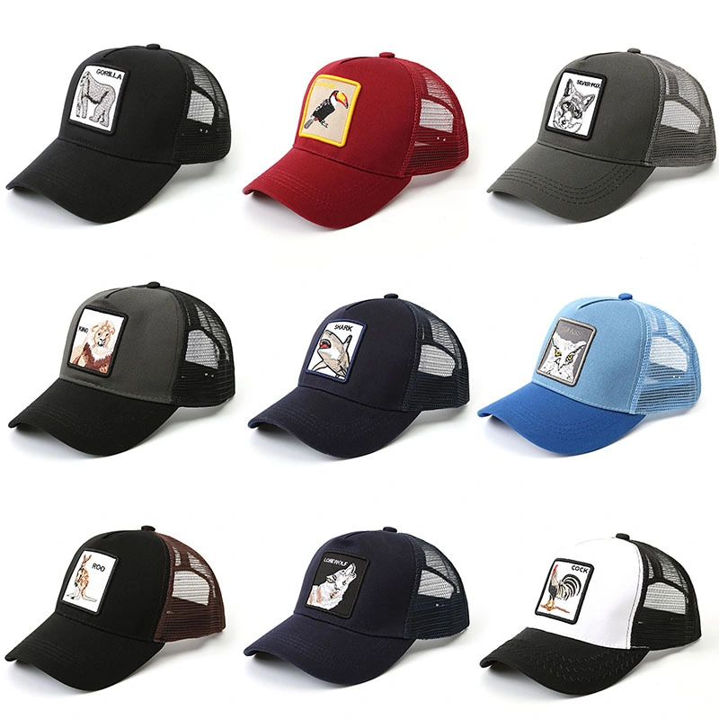 New Animal Embroidery Baseball Cap Men and Women Summer Mesh Trucker Hat Animal Peaked Cap Wholesale