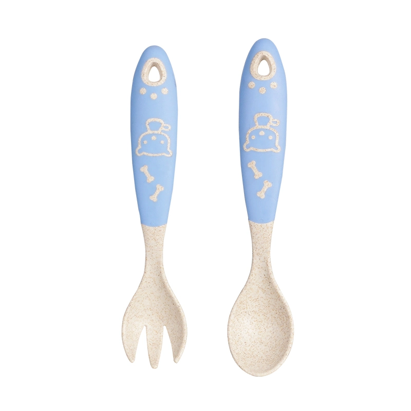 Wheat Straw Plastic Children Cutlery Set Spoon and Fork