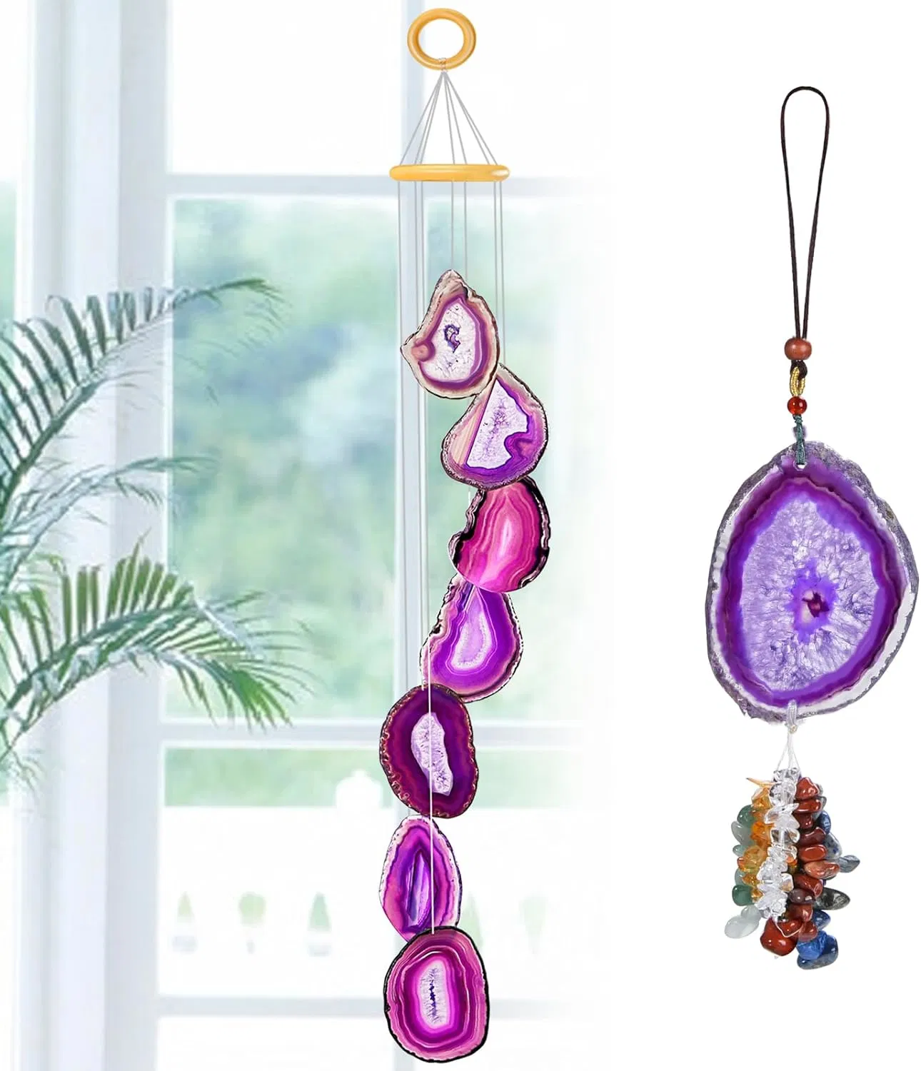 O som do vento com som suave, os Windchimes no exterior são únicos, os detalhes do Home Dé Cor, cristais suspensos para decoração, decoração Geode, presentes espirituais