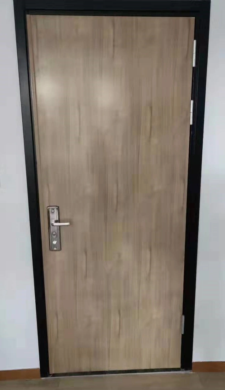 Commercial Hotel Security Fireproof Fire Rated Nature Wood Fire Resistant PVC Laminated 90 Minutes Flat Fire Wood Fire Rated Wooden Exterior Door