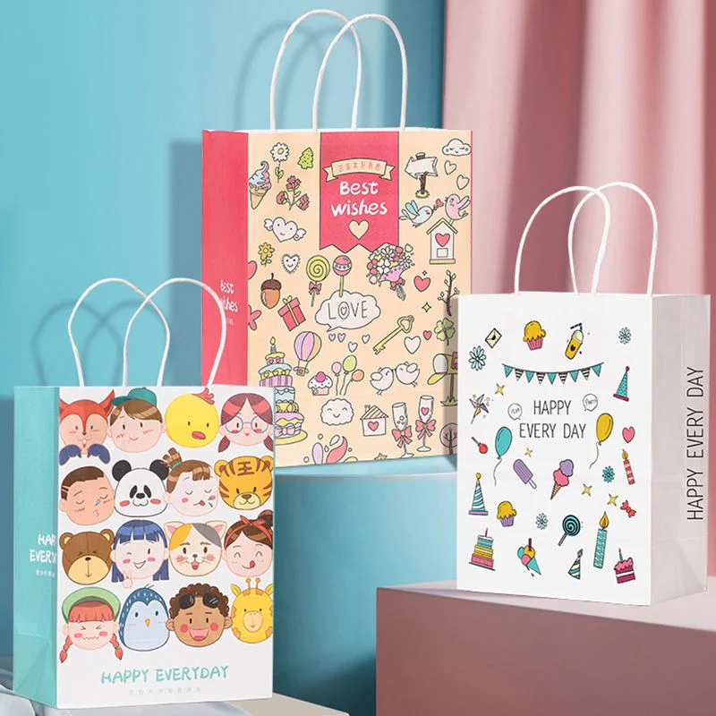 Custom Packaging Brown Craft Kraft Paper Bags with Cartoon Cute