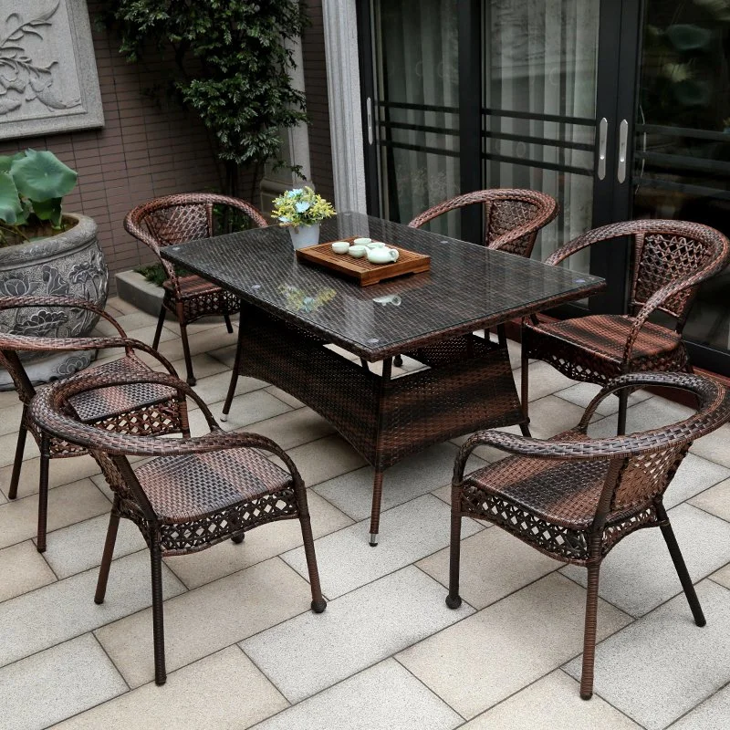 Outdoor Patio Furniture Rattan and Plastic-Wood Garden Sofa Sets