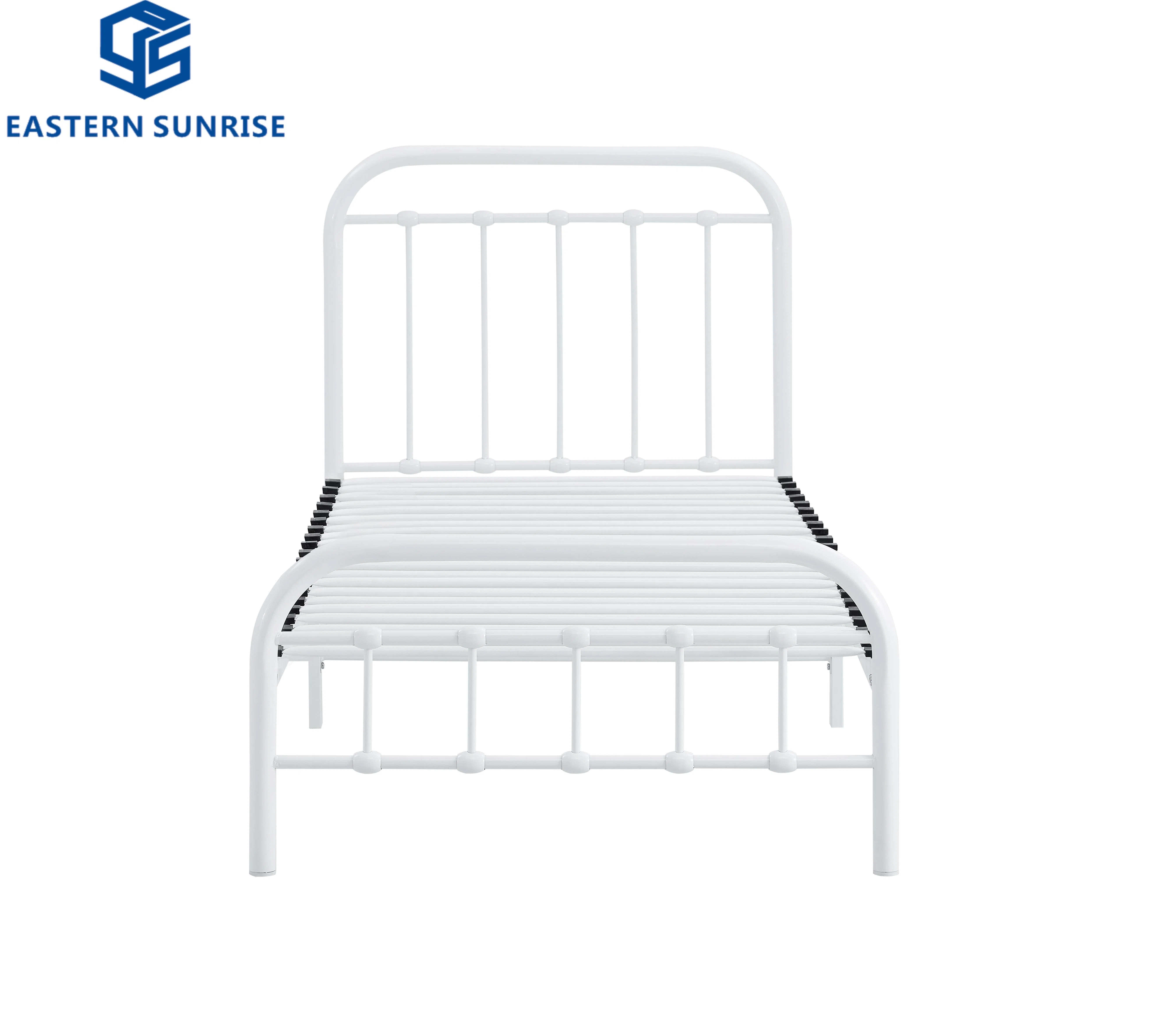 Modern Design White Fully Kd Single Double Metal Bed Bedroom Furniture