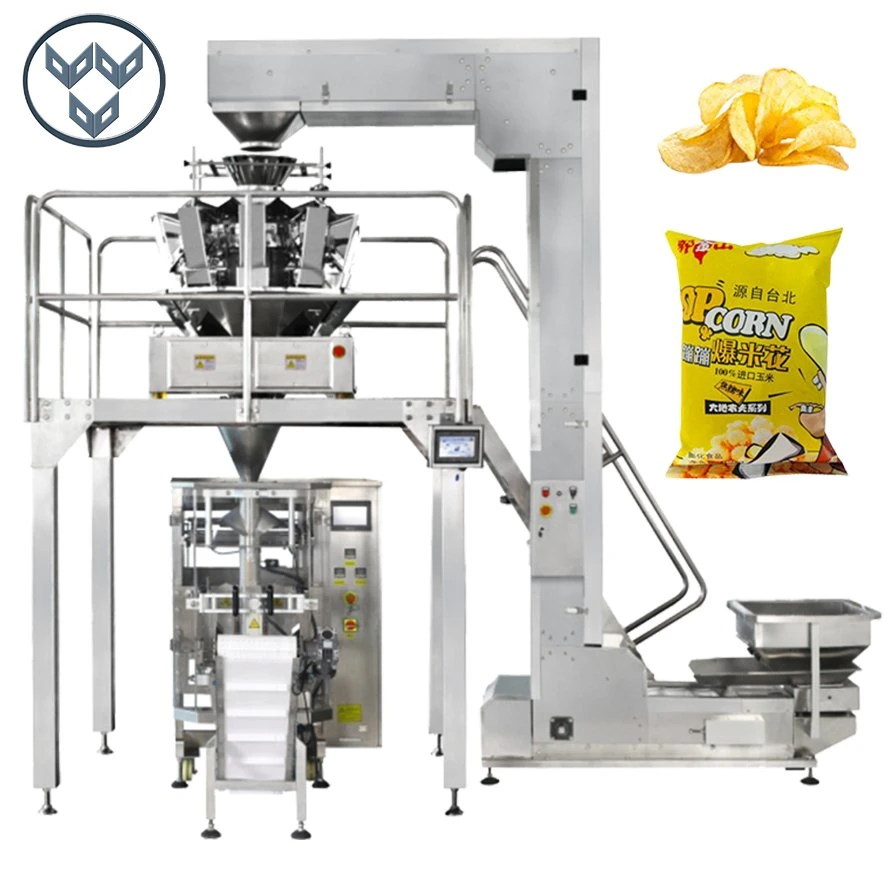 Automatic Puff Food Chips Vertical Packing Machine Pillow Bag Packing System with Multi-Head Weigher