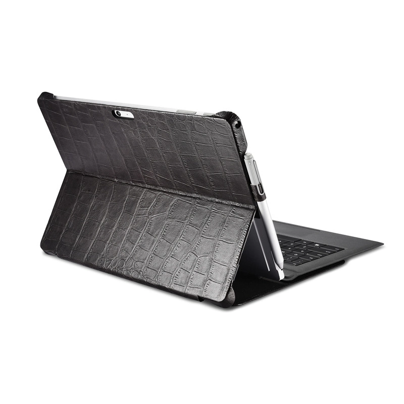 Manufacturer Price Good Quality Black Crocodile Leather iPad Case Microsoft Surface PRO 4 Tablet Case