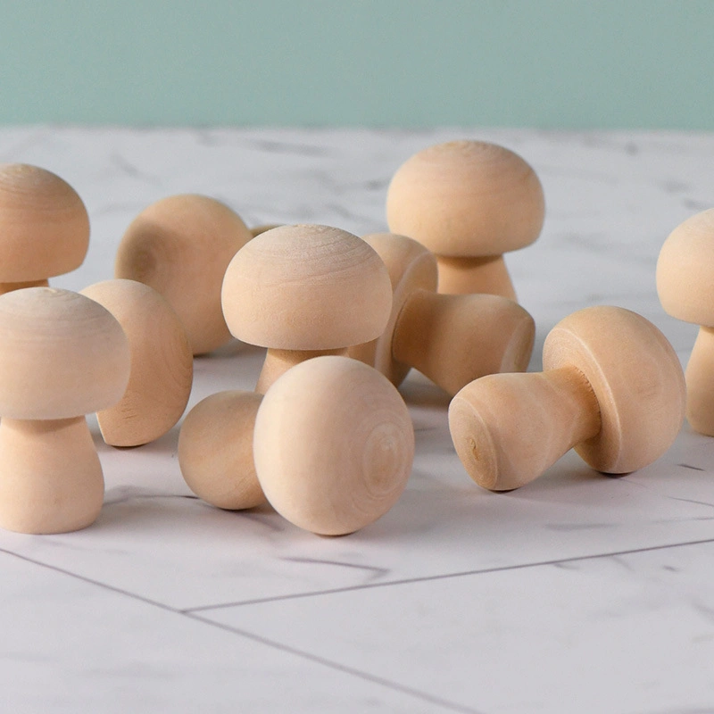 10 Pieces Wooden Mushroom Set Unpainted Wood Mushroom for Children's Arts and DIY Crafts