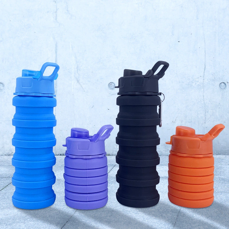 Water Foldable Collapsible Silicone Reusable Water Bottle BPA Free with Custom Logo