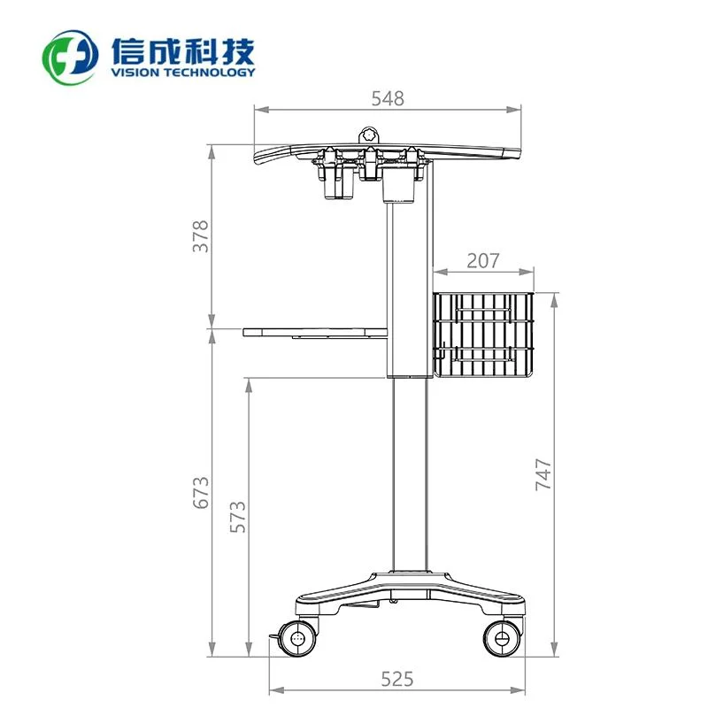 Échographe Ordinateur portable Hôpital Médical Machine ECG Chariot Support Ventilateur Trolley