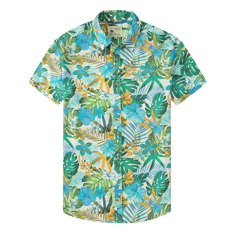 Kurzarm-Shirt für Urlaub am Strand Hawaiian Button Up Men Custom Digital Printing Shirts
