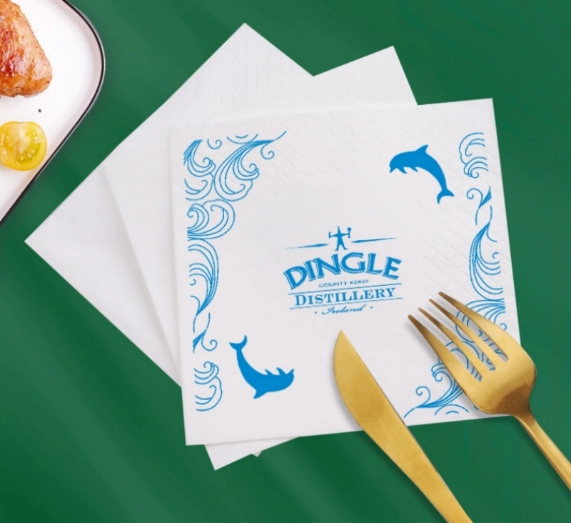 Single Double Color Logo Bedruckte Serviette Commercial Tissue Paper Takeout Hotel Restaurant Papierserviers