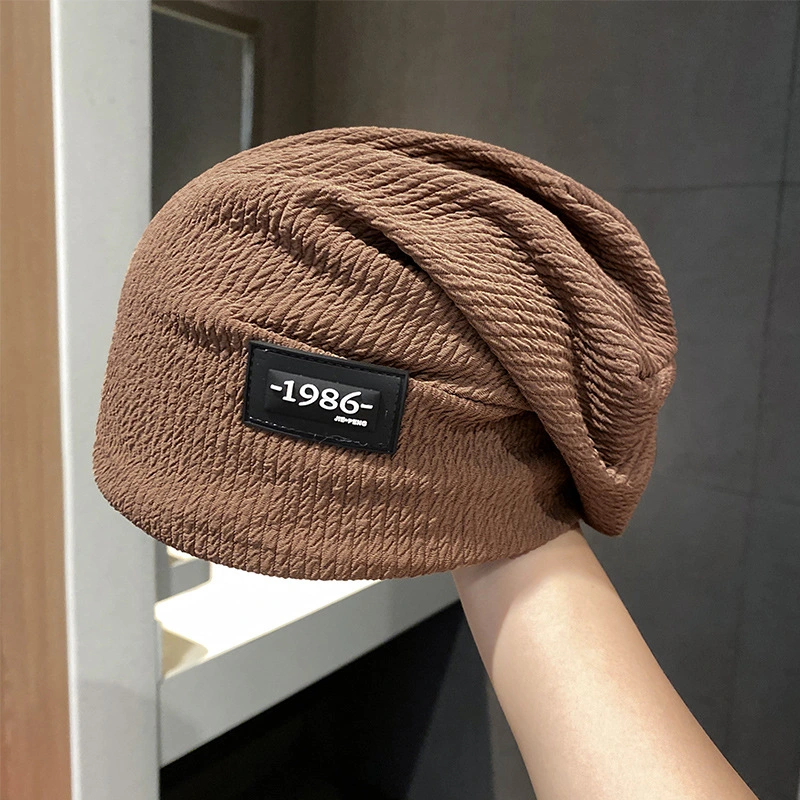 High Qualtiy Thin Breathable Leisure Knitted Loose Beanie Hat with Custom PVC Label