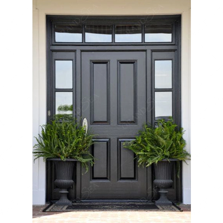 Luxury Mahogany Wood Entry Doors Solid Wood Glass Outside Door From Foshan Factory