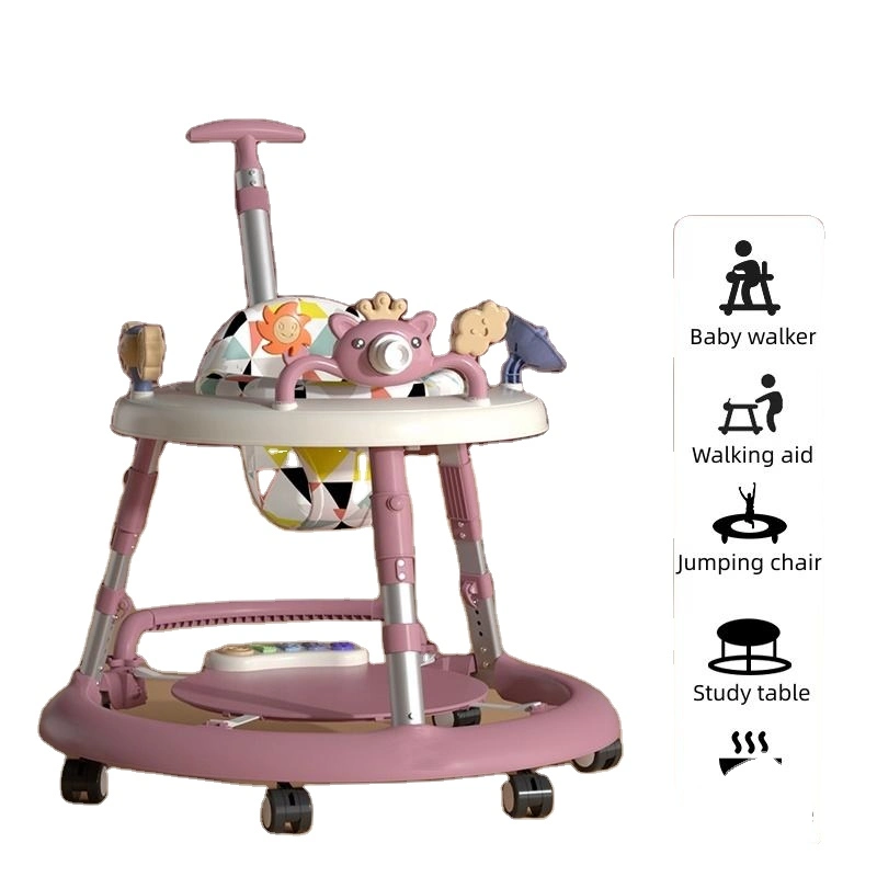 Rollover Design Music Light Early Education Toddler Sit to Stand Rotating Baby Walker with Handle Bar