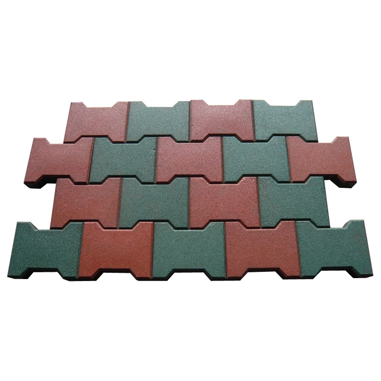 Dog Bone Shape Outdoor Flooring Playground Rubber Tile 25mm/43mm Thickness Small Brick