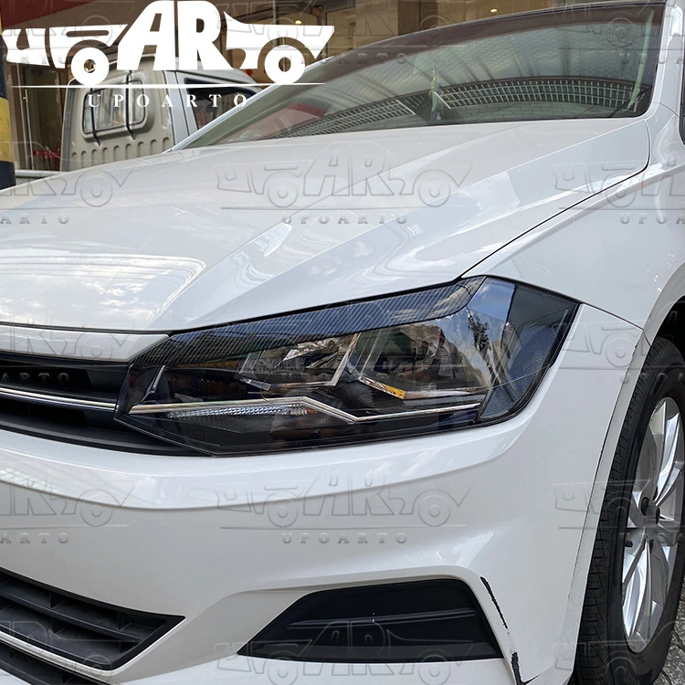 ABS Пластиковые углеволоконные 2PCS брови передних фар для Volkswagen Polo 2019