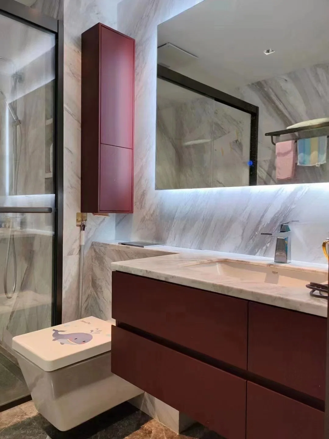 Estilo moderno mobiliário de madeira contraplacada de alta qualidade armário de casa de banho