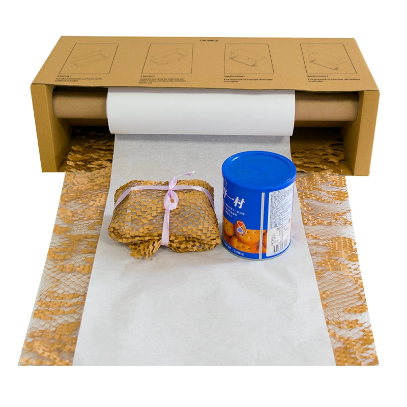 Wholesale/Suppliers fácil de usar en forma de panal de papel Kraft de papel artesanal Cojín de rollo Kraft de embalaje Dispensador de papel de embalaje