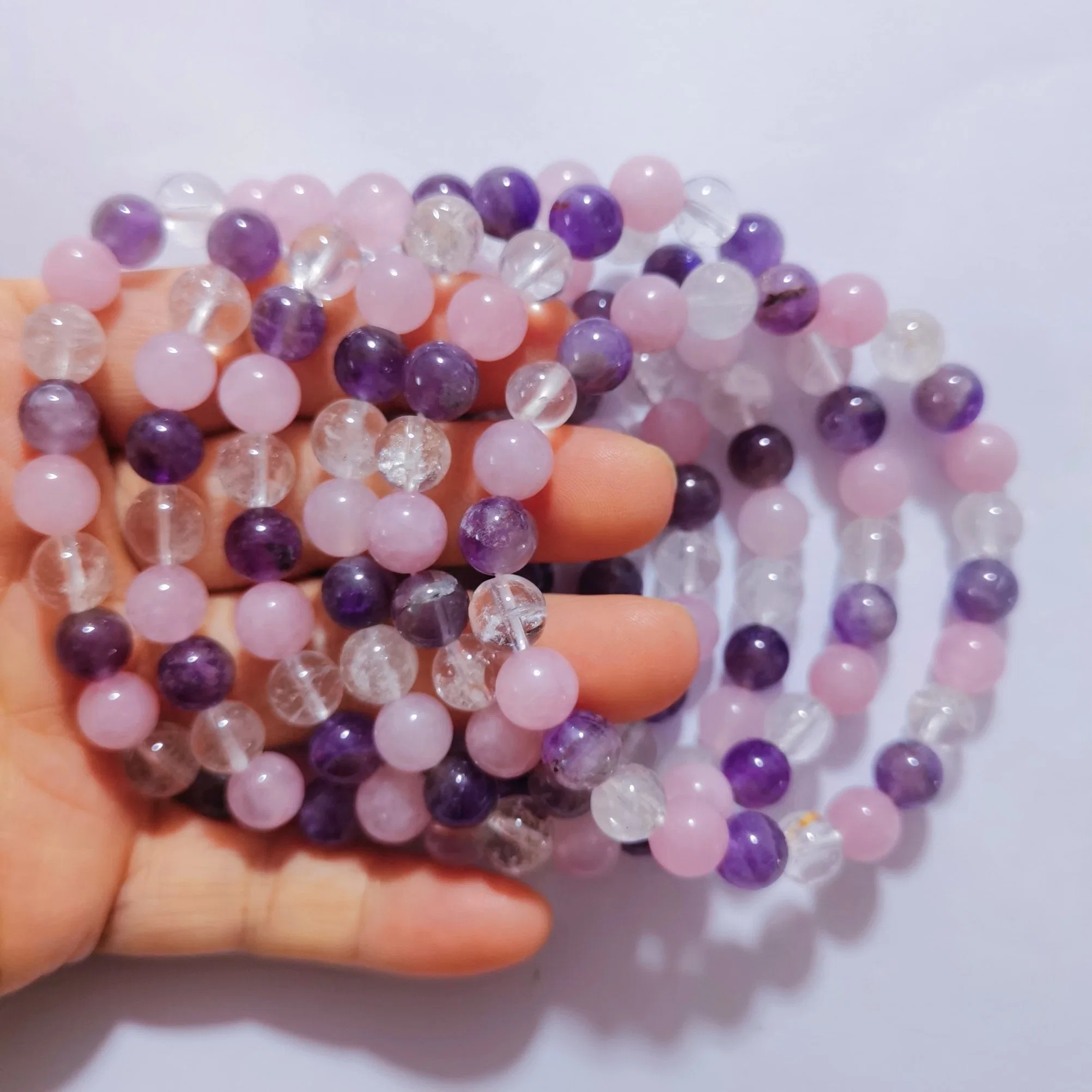 Semi Precious Stone Natural 6mm 8mm Crystal Rose Quarts Amethyst Bracelet Charming Bracelet Jewelry